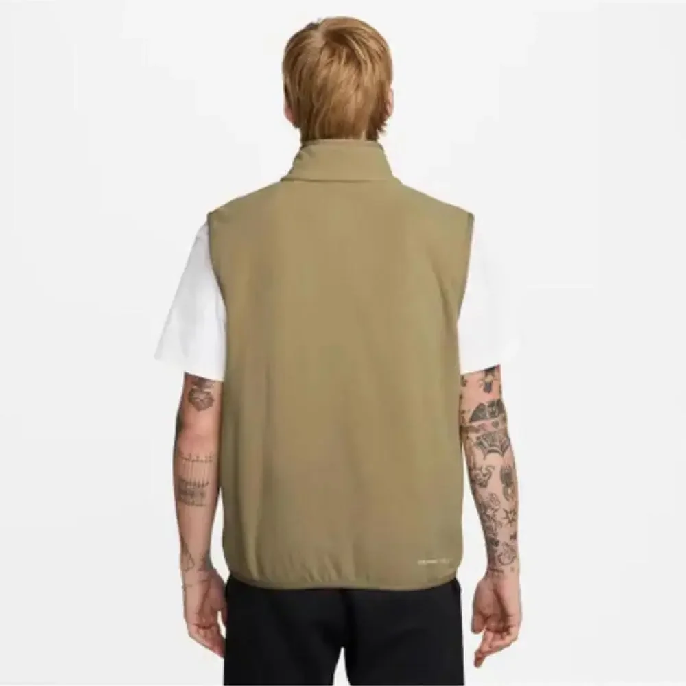 Nike Sportswear Club Winterized Vest Men Beige Fleece Loose Fit Full Zip JAX1766